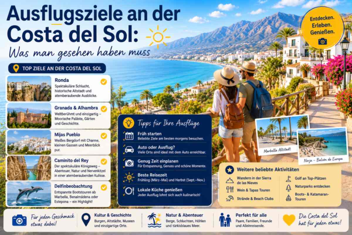 Ausflugsziele an der Costa del Sol: Was man gesehen haben muss