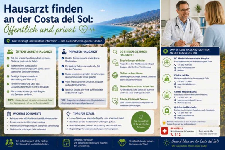 Hausarzt finden an der Costa del Sol: Öffentlich und privat