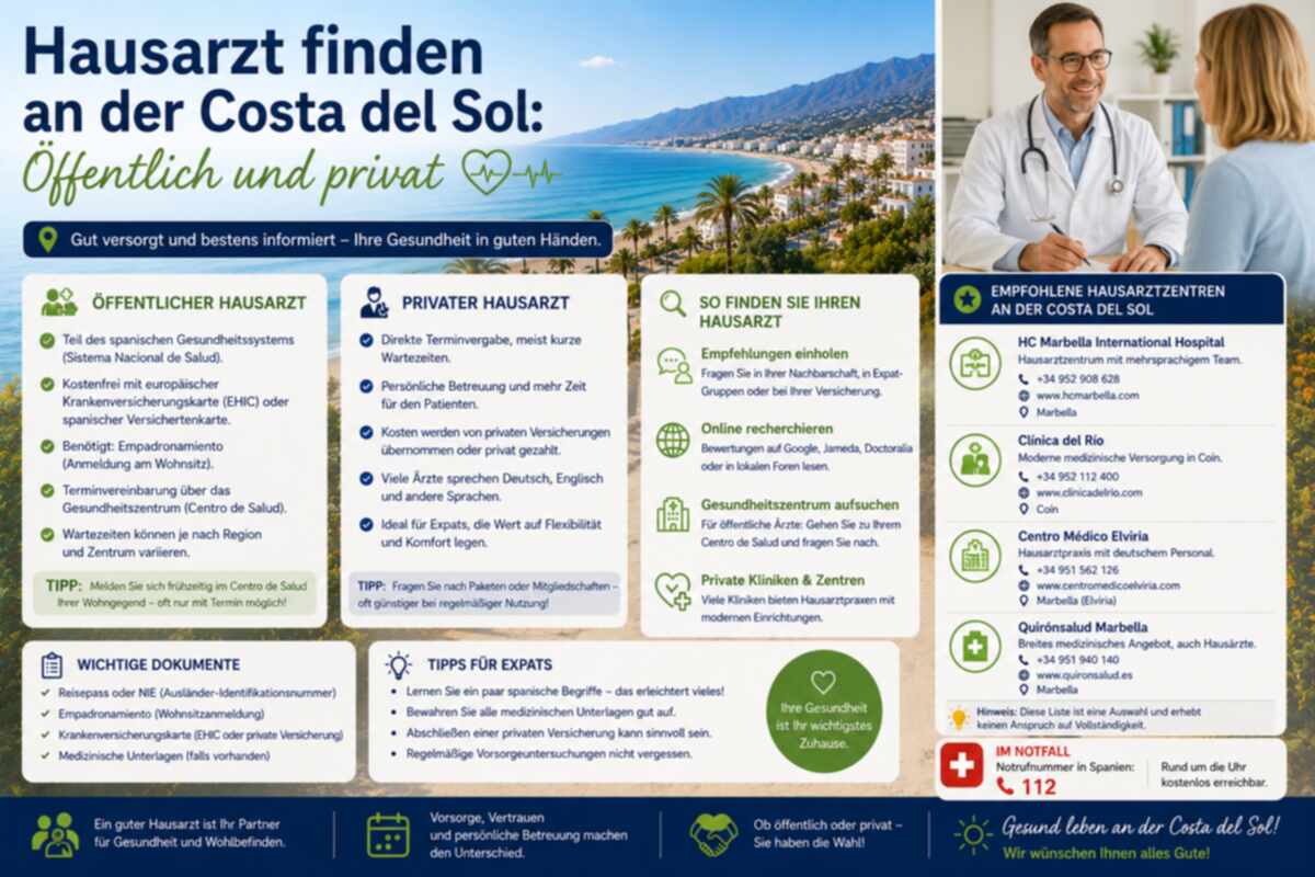 Hausarzt finden an der Costa del Sol: Öffentlich und privat
