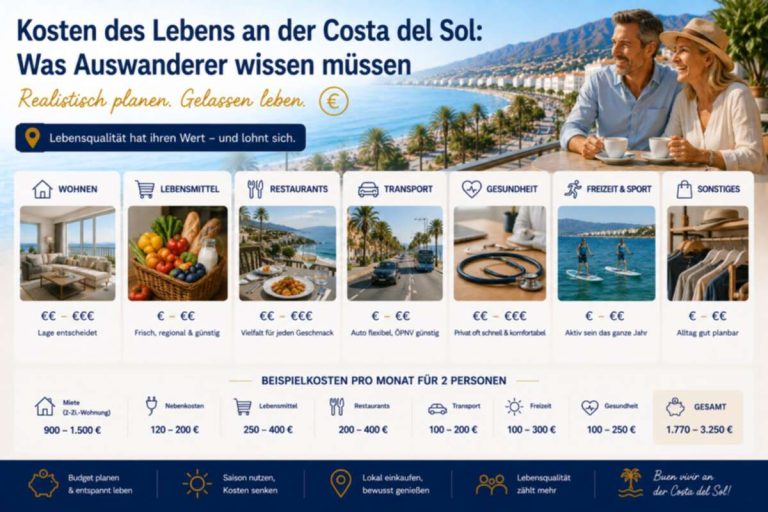 Kosten des Lebens an der Costa del Sol: Was Auswanderer wissen müssen