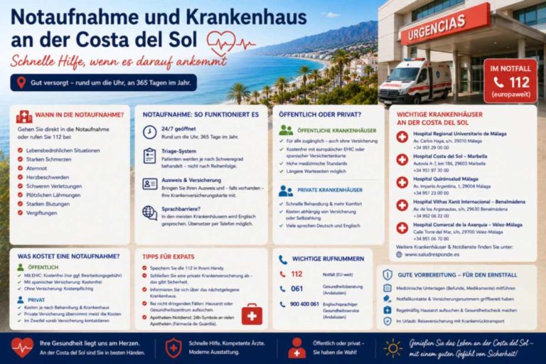 Notaufnahme und Krankenhaus an der Costa del Sol