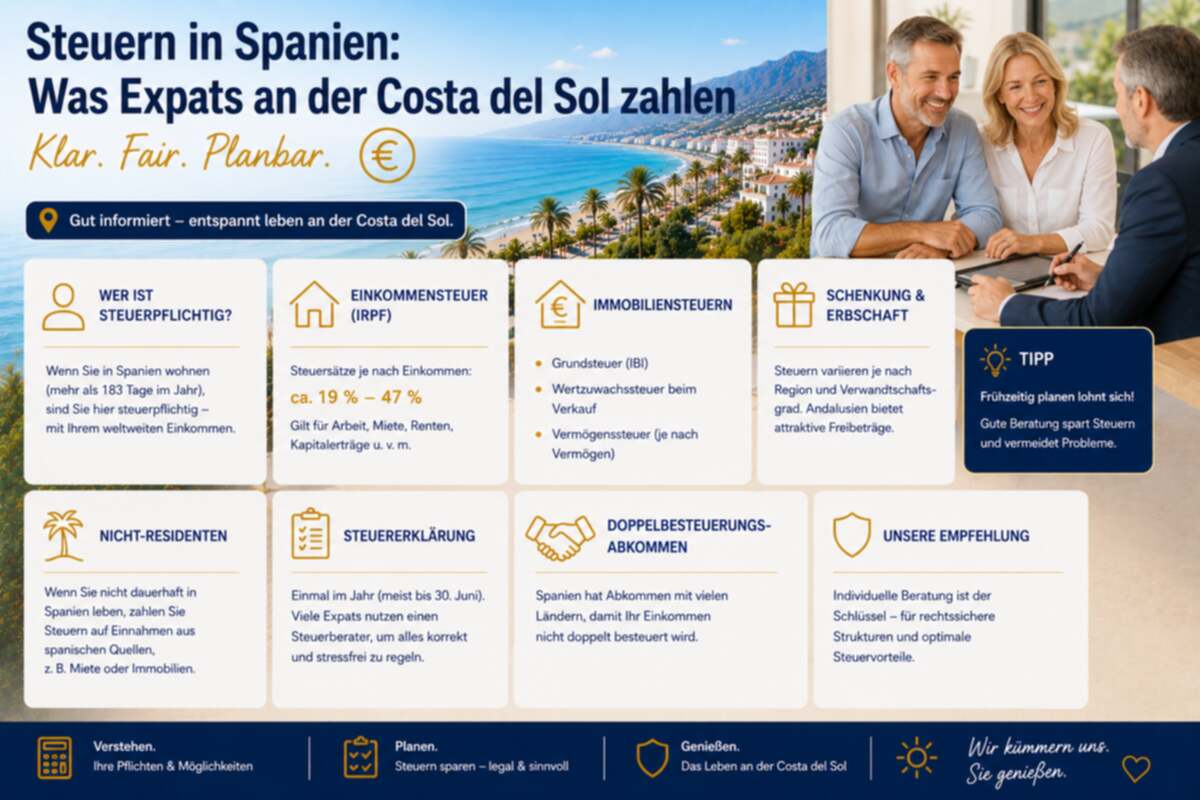 Steuern in Spanien: Was Expats an der Costa del Sol zahlen