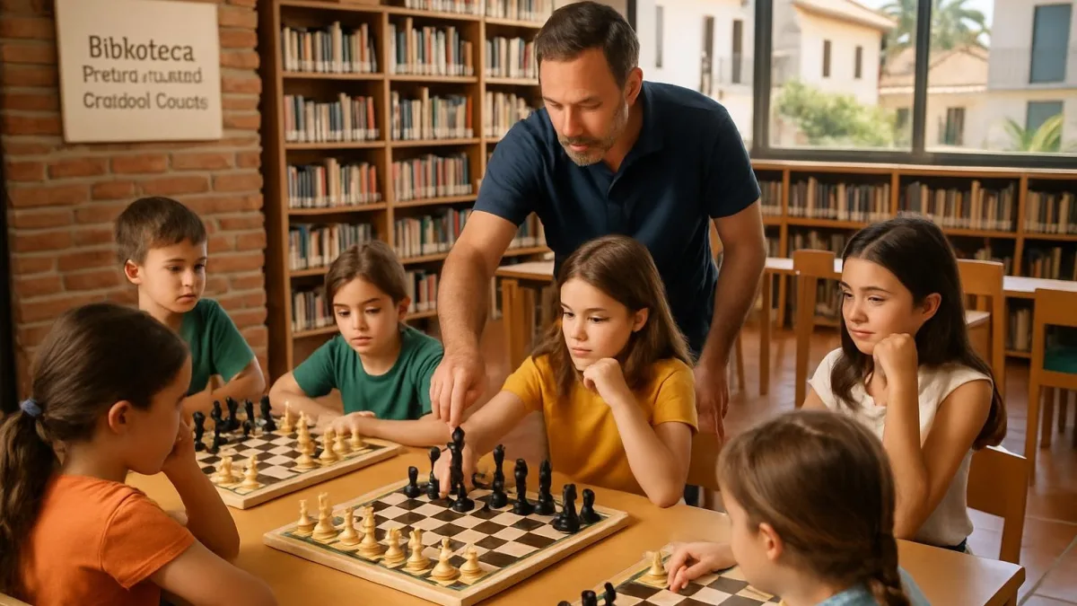 Schachkurs für Kinder in der Bibliothek Cristóbal Cuevas
