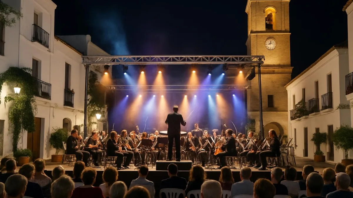 Abschlusskonzert der Banda Municipal de Estepona in der Plaza del Reloj