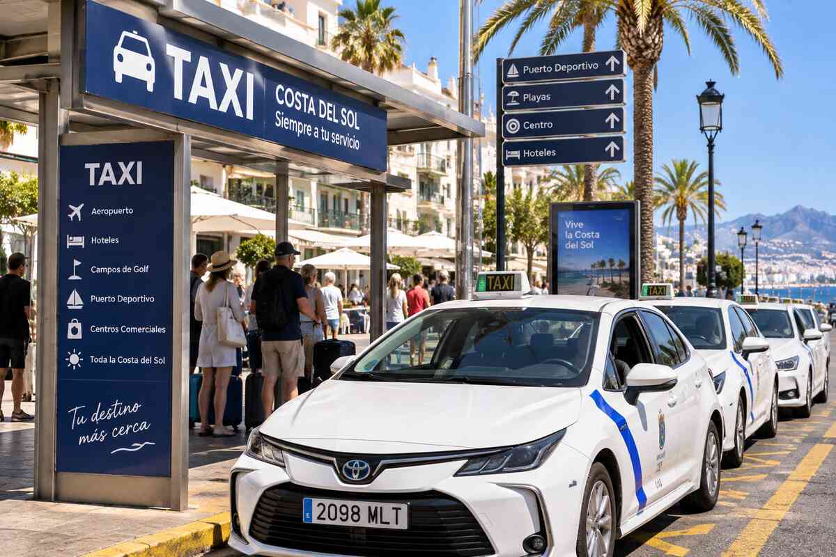 Benalmádena Pueblo erneuert Taxi-Haltestelle mit frischem Anstrich und neuem Wetterschutz