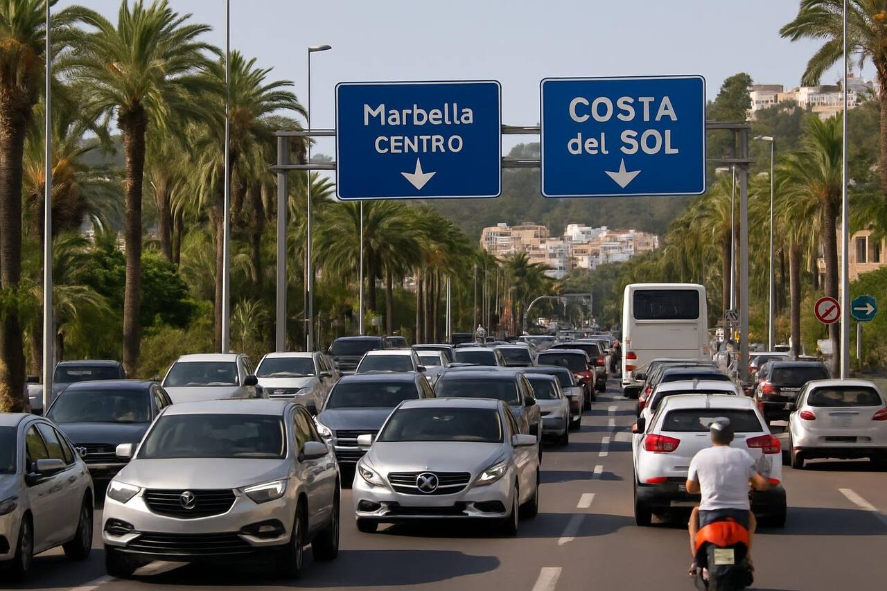 Hohe Belastung durch Verkehr und Hitze in Marbella im August erschwert Mobilität